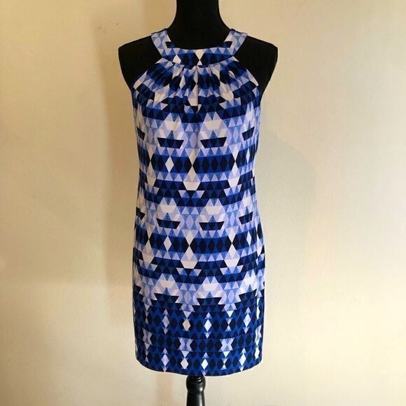 Vince Camuto Blue and White Geometric Dress - Picture 10 of 13